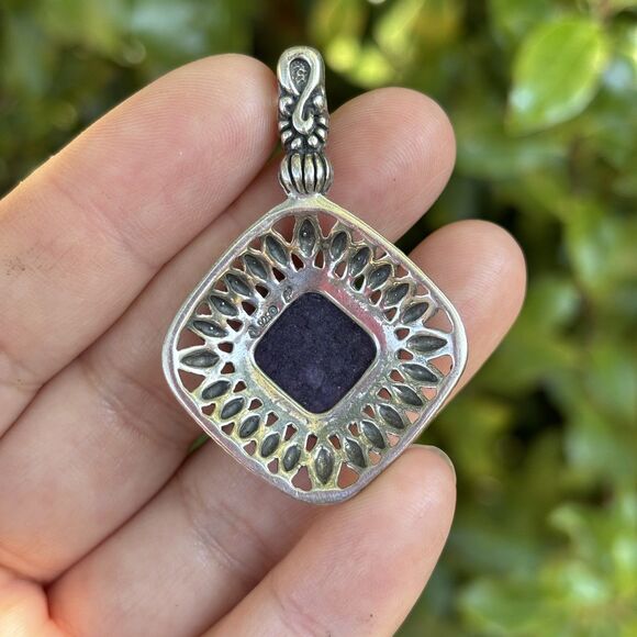 Carolyn Pollack Sterling Silver Purple Sugalite Pendant/ Enhancer - Picture 5 of 7